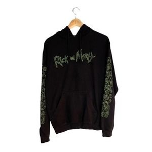 Rick and Morty Sweater Unisex Size M Adult Swim Black Hoodie